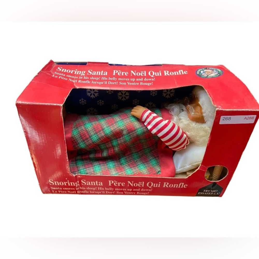 Vtg Snoring Sleeping Santa Animated Bed Christmas North Pole Gemmy Telco Tested